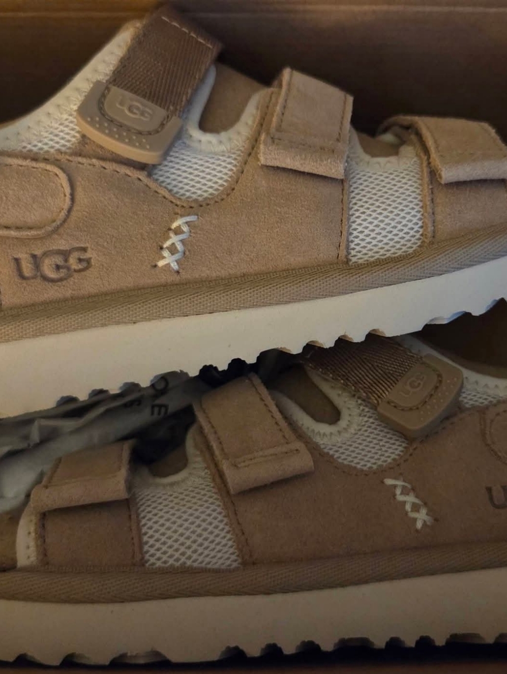 UGG Kids Tan Suede Velcro Sport Sandals